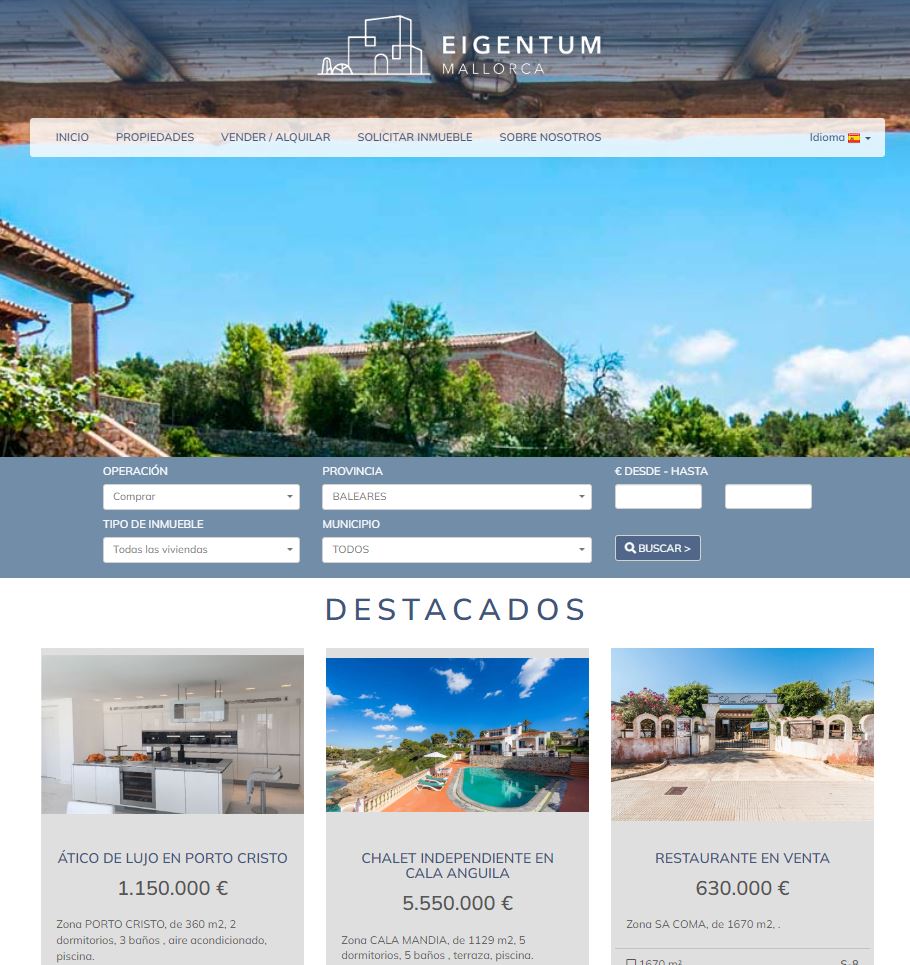 Ejemplo web inmobiliaria Eigentum Mallorca