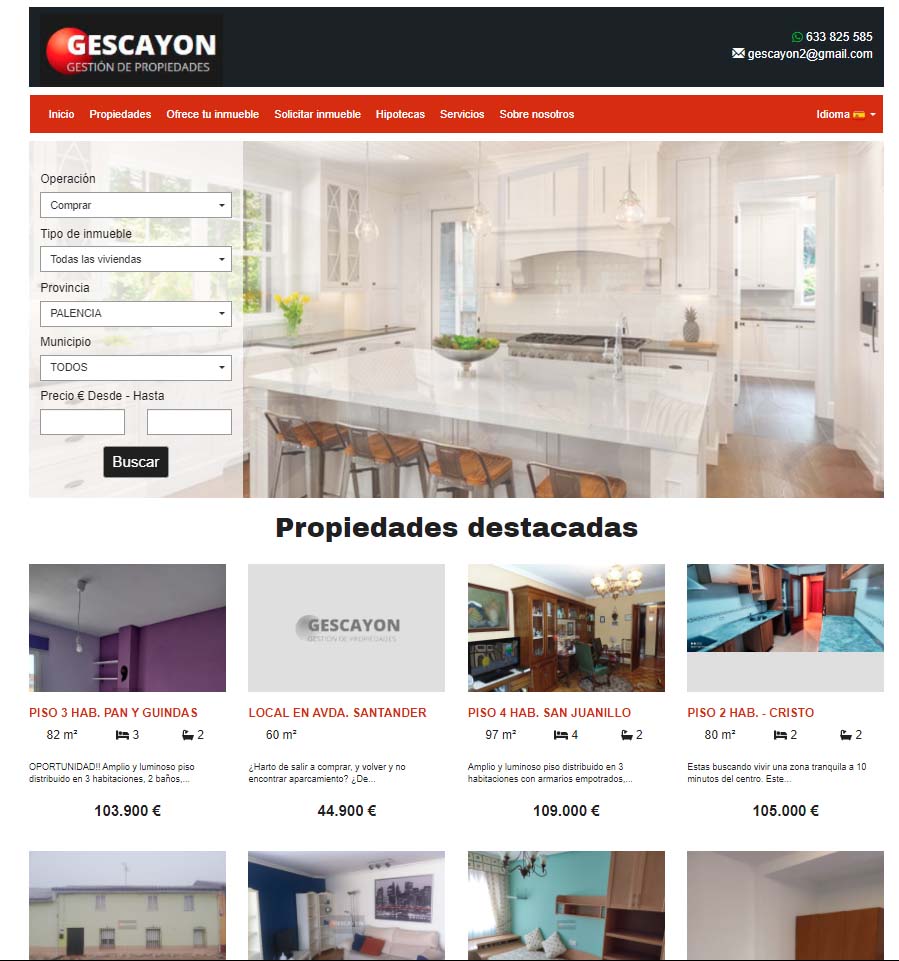 Ejemplo web inmobiliaria en Palencia