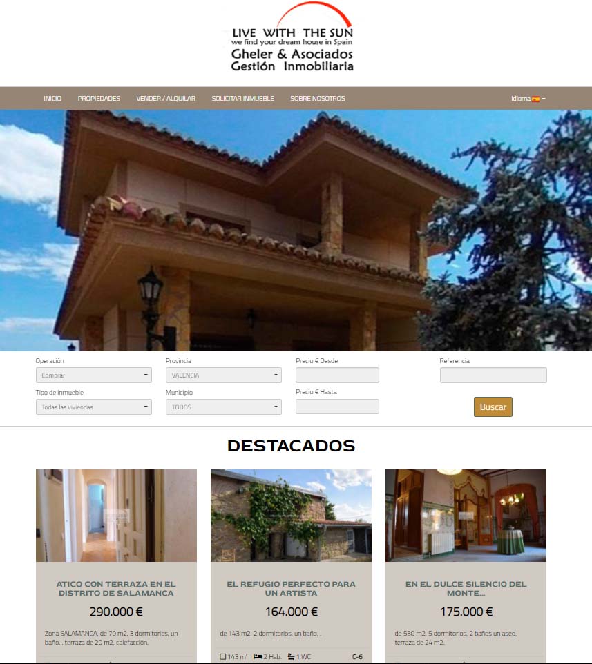 Ejemplo web inmobiliaria Gheler-Seguel en Valencia